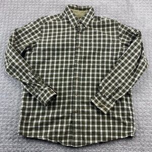 Eddie Bauer Shirt Men Medium M Brown Green Red Checkered Button Down Long Sleeve
